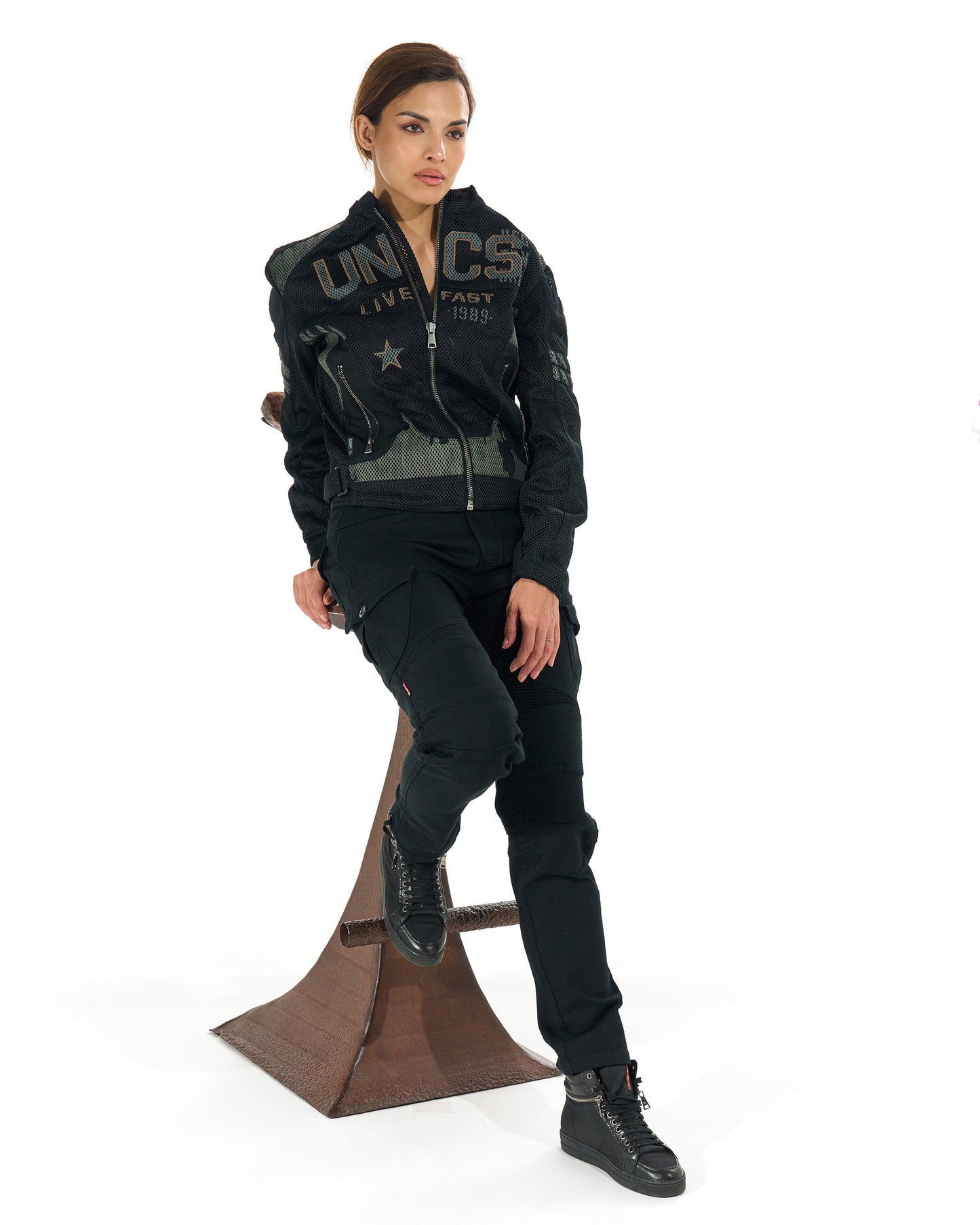 Dámska bunda MOTORCYCLE (WITH PRINT) WOMEN'S BLACK BLACK