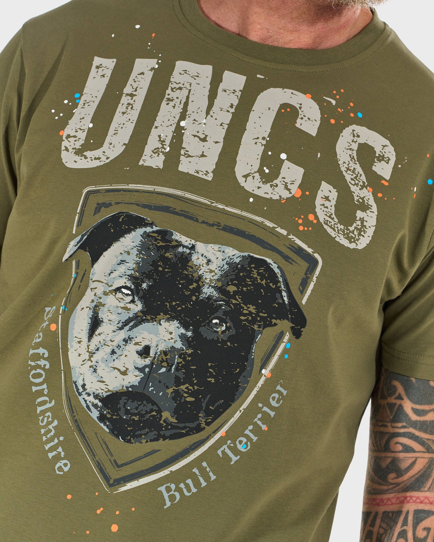 Unisex tričko STAFFORDSHIRE BULL KHAKI