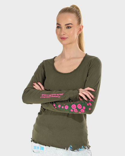 Dámske tričko CLAUDIE LS KHAKI KHAKI