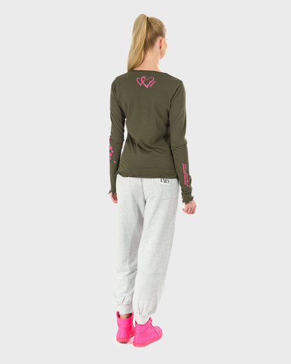 Dámske tričko CLAUDIE LS KHAKI KHAKI