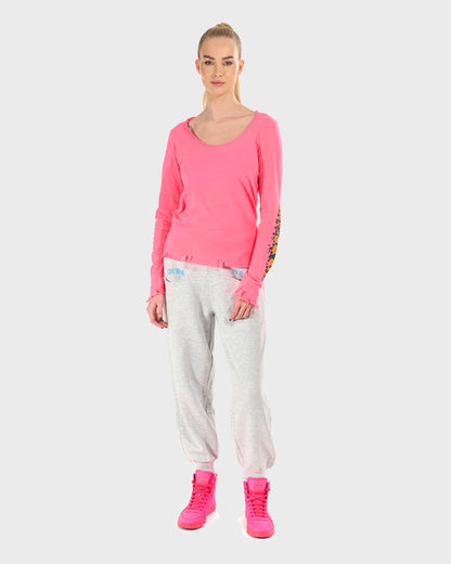 Dámske tričko CLAUDIE LS NEON PINK NEON PINK