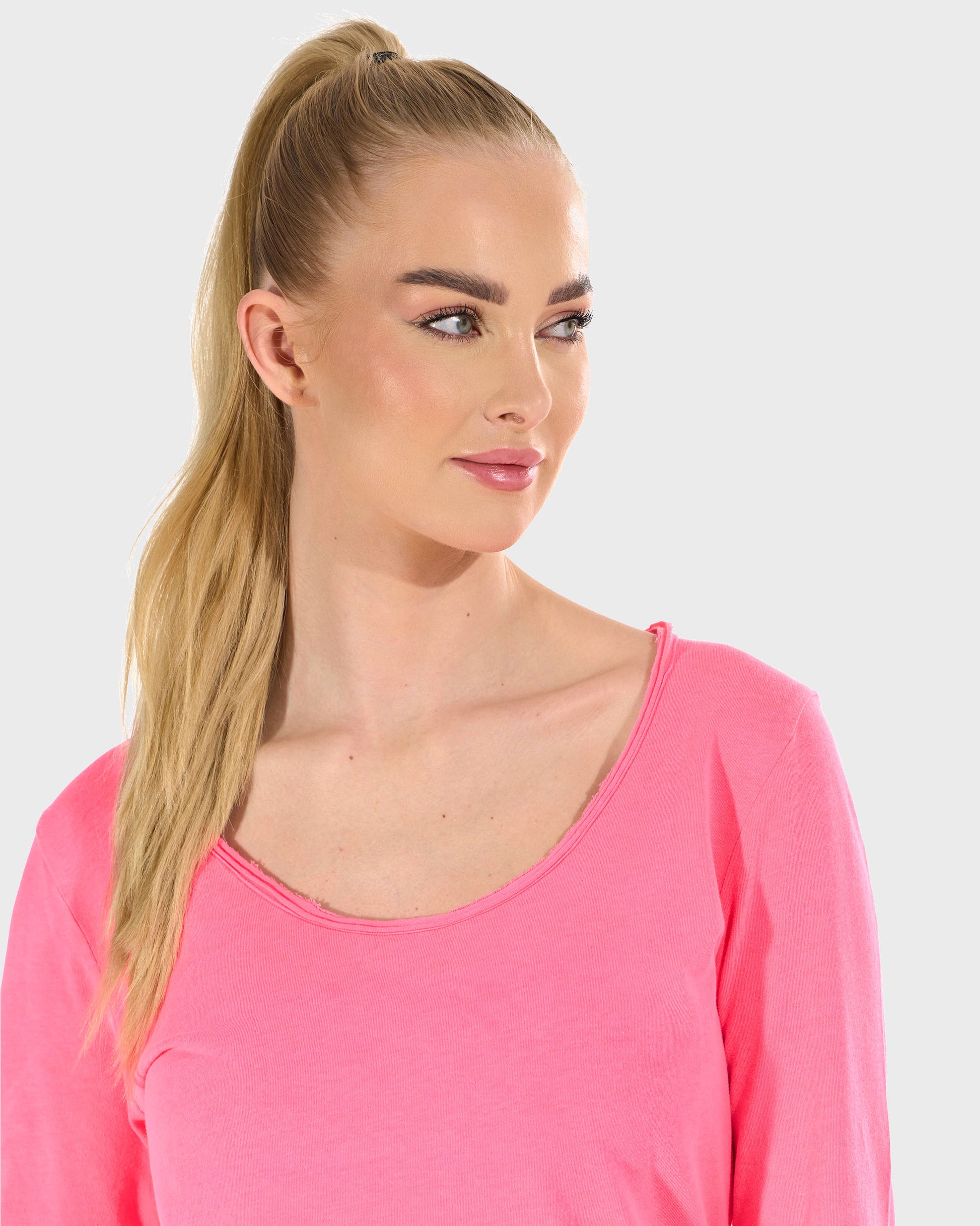 Dámske tričko CLAUDIE LS NEON PINK NEON PINK