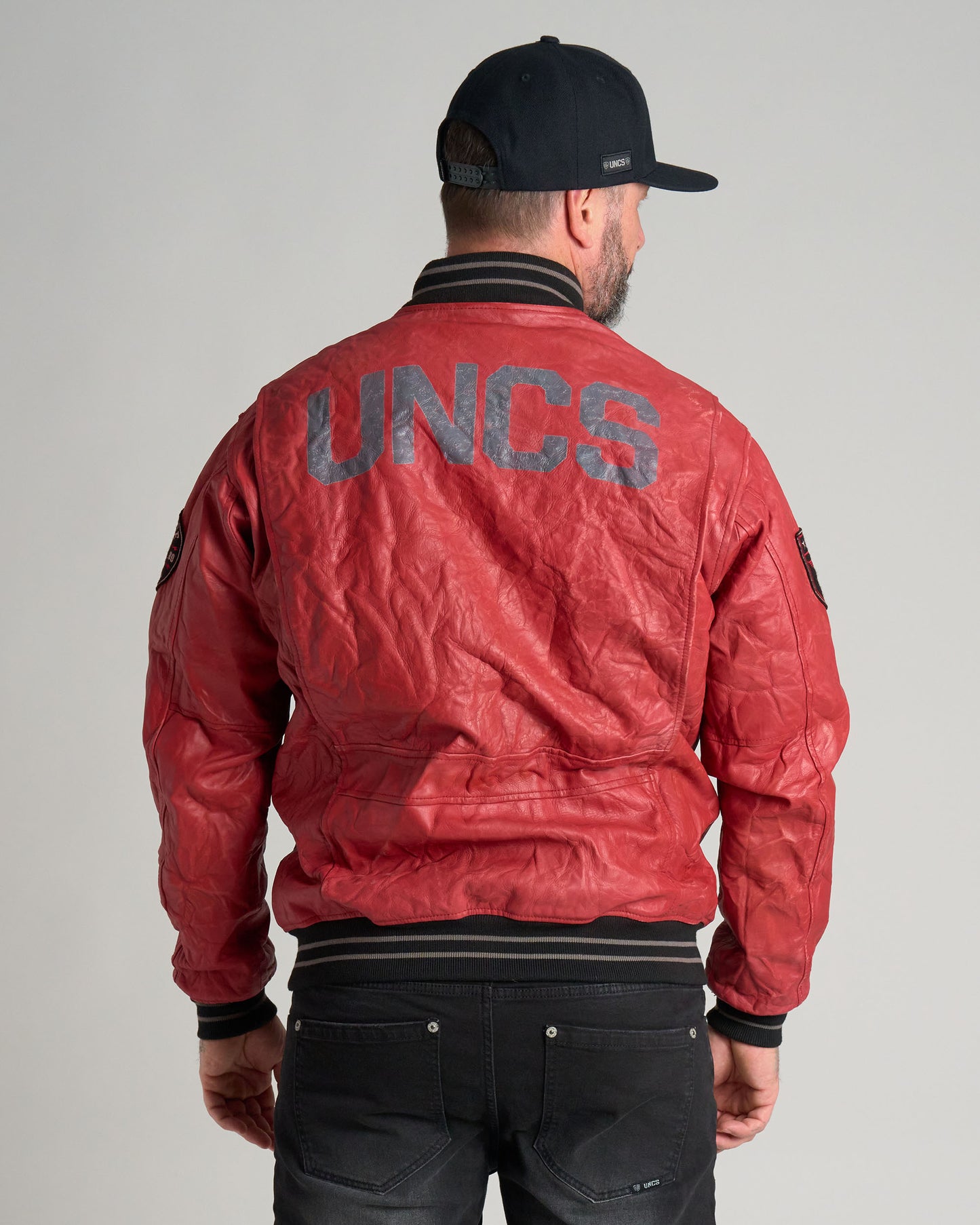 Pánska kožená bunda BIKER II RED