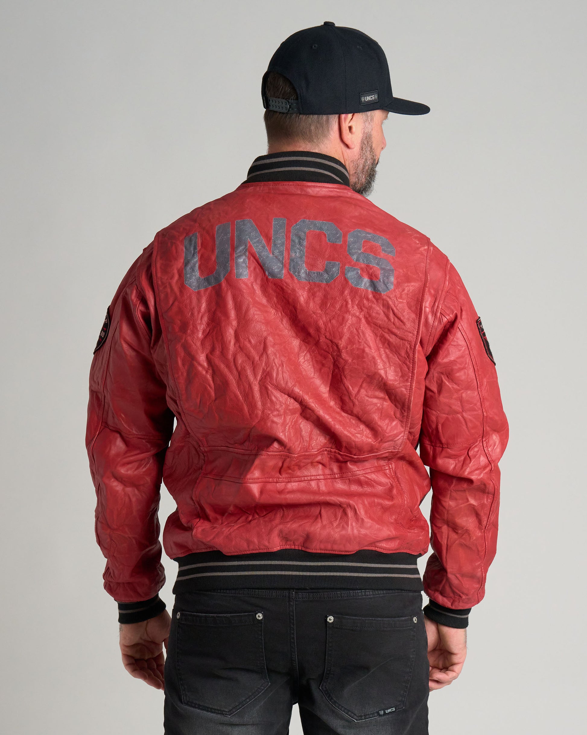 Pánska kožená bunda BIKER II RED