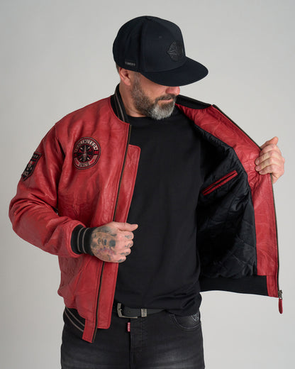 Pánska kožená bunda BIKER II RED