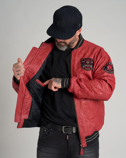 Pánska kožená bunda BIKER II RED