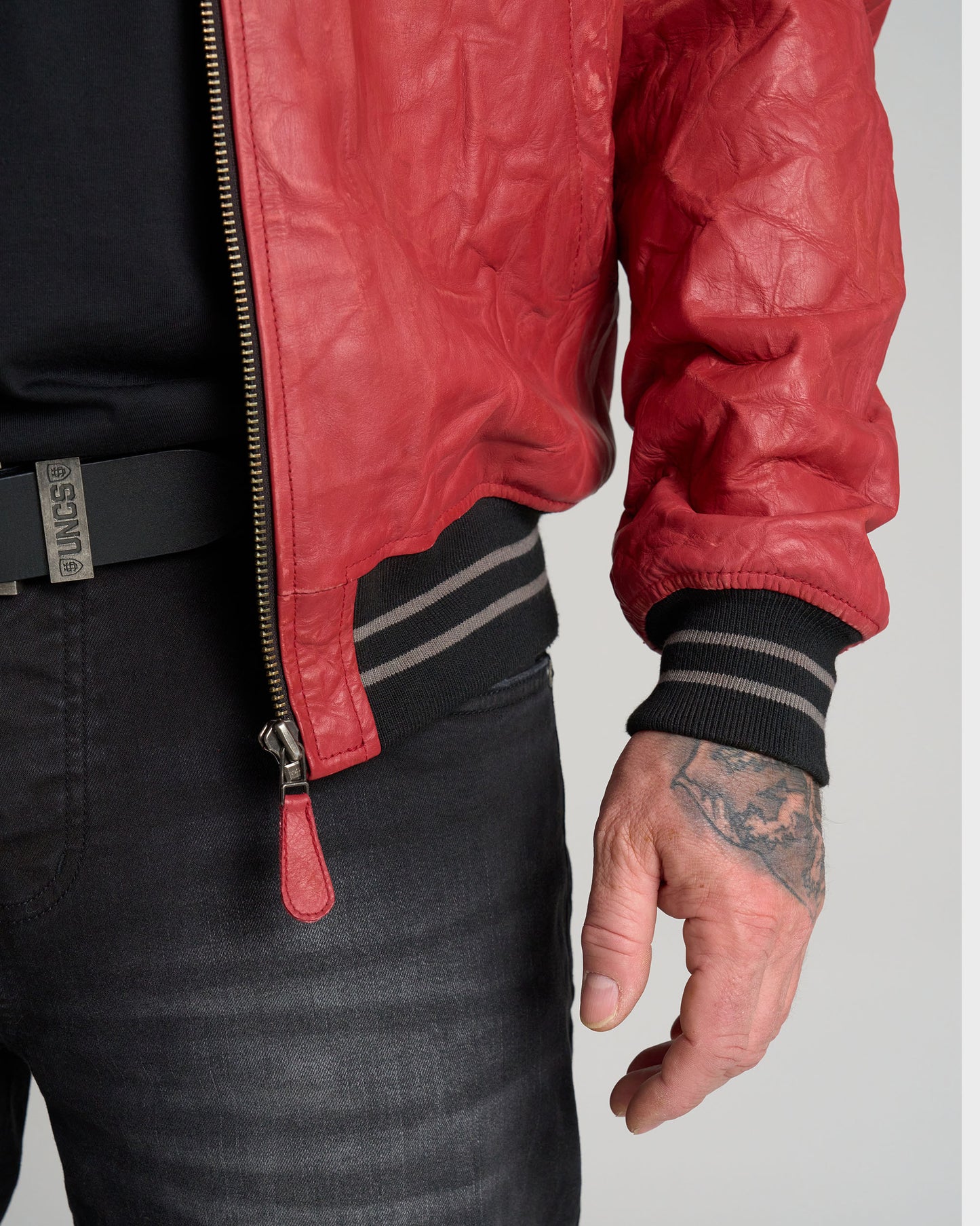 Pánska kožená bunda BIKER II RED