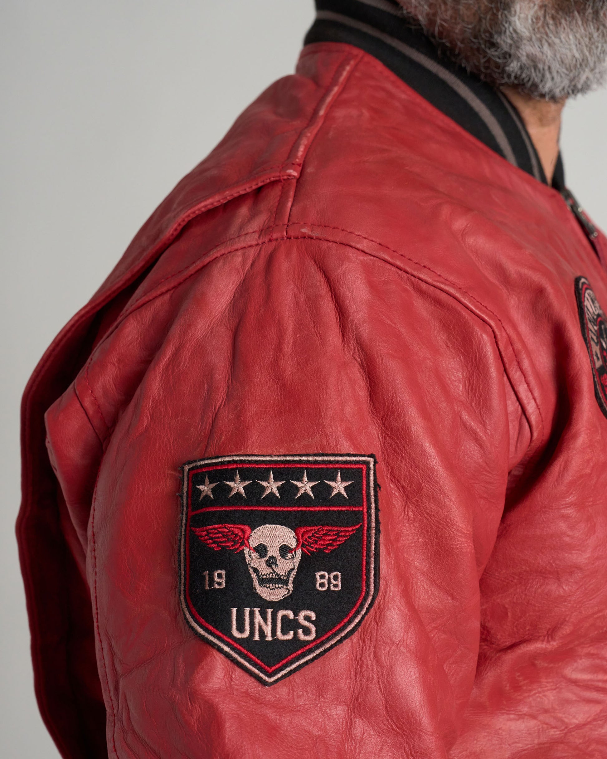 Pánska kožená bunda BIKER II RED
