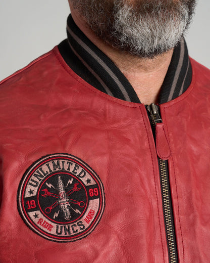 Pánska kožená bunda BIKER II RED