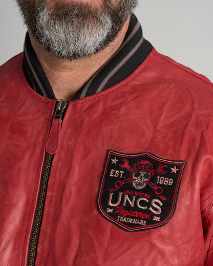 Pánska kožená bunda BIKER II RED