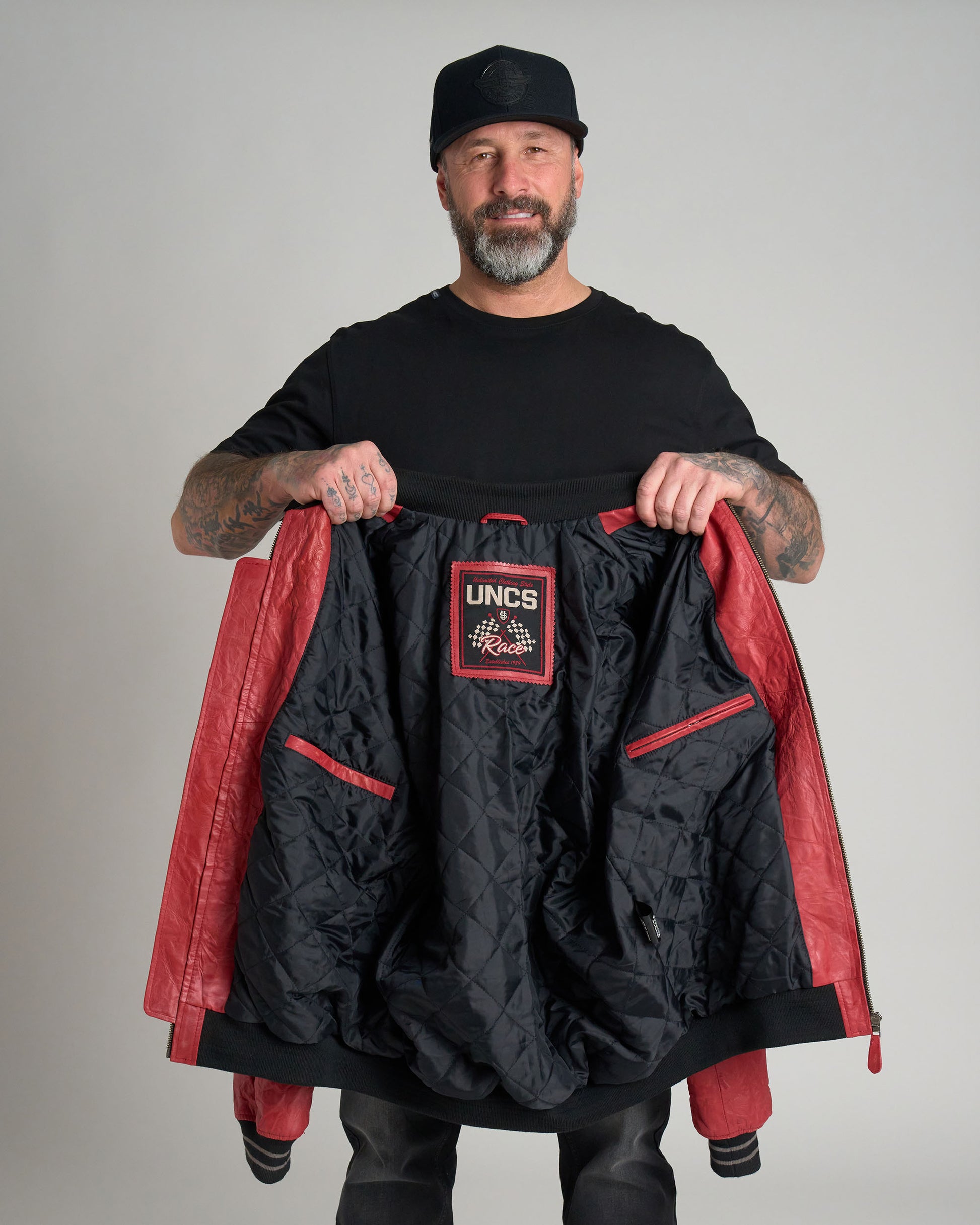 Pánska kožená bunda BIKER II RED