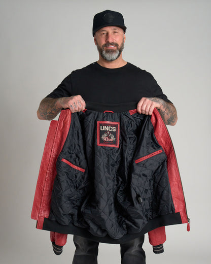 Pánska kožená bunda BIKER II RED