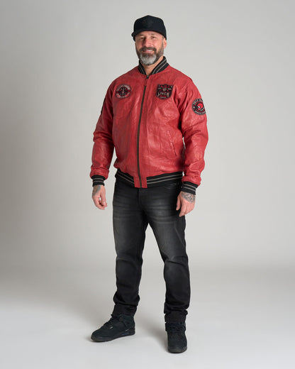 Pánska kožená bunda BIKER II RED