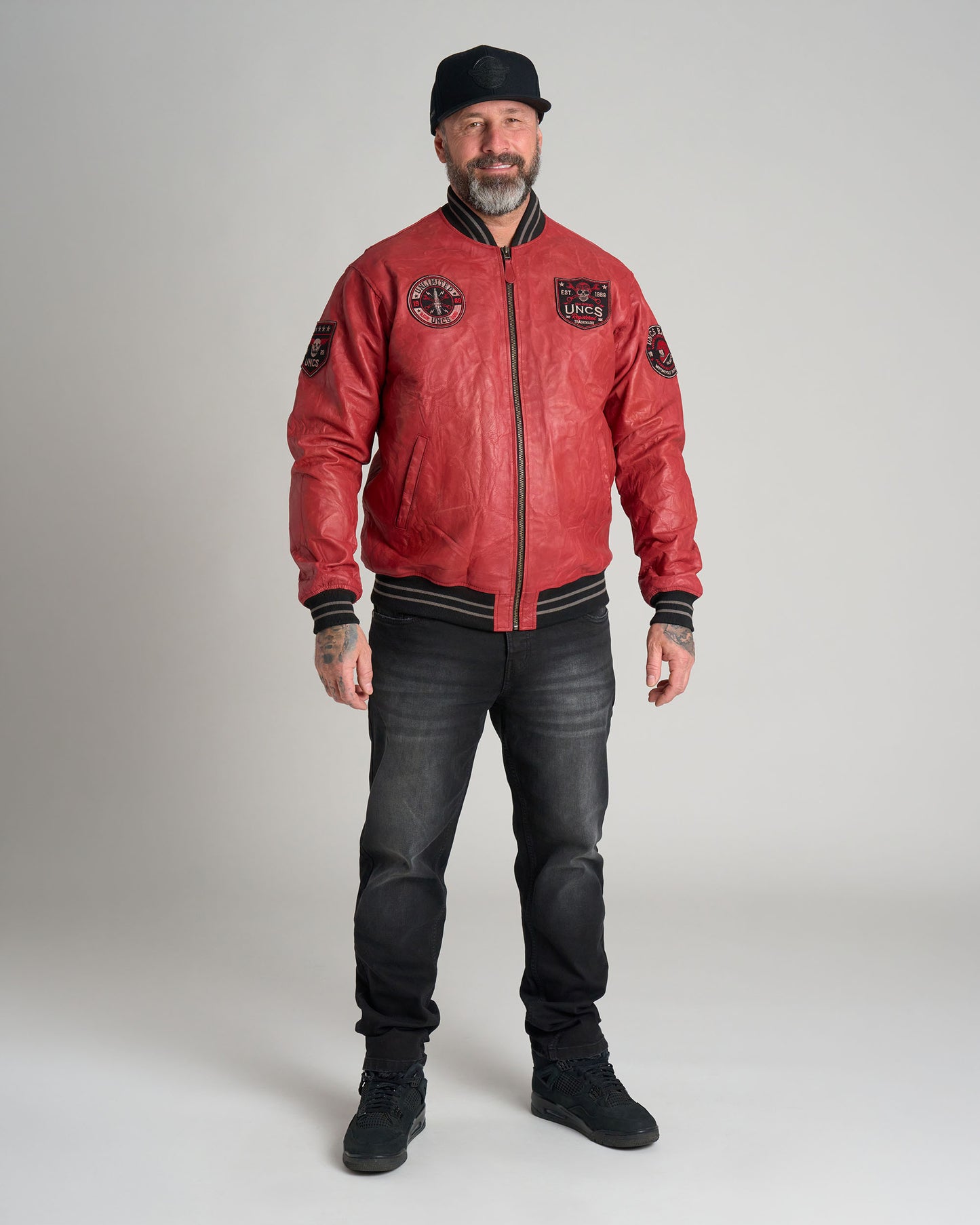 Pánska kožená bunda BIKER II RED