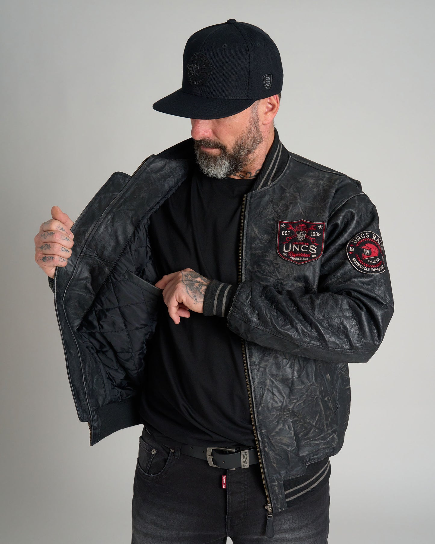 Pánska kožená bunda BIKER II BLACK