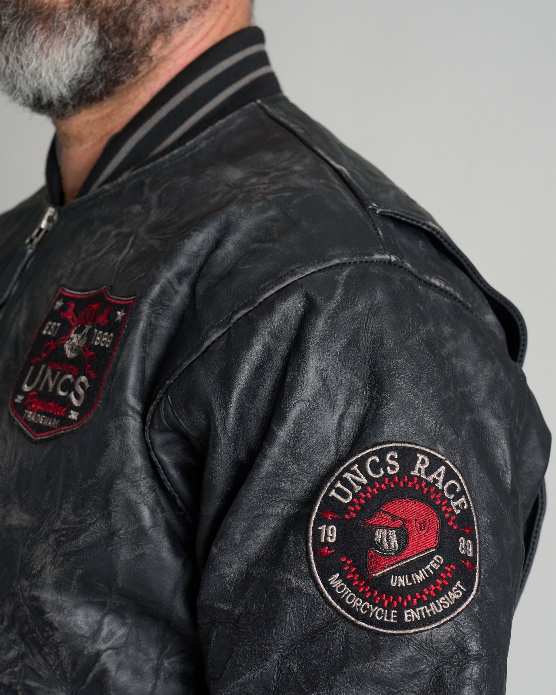 Pánska kožená bunda BIKER II BLACK
