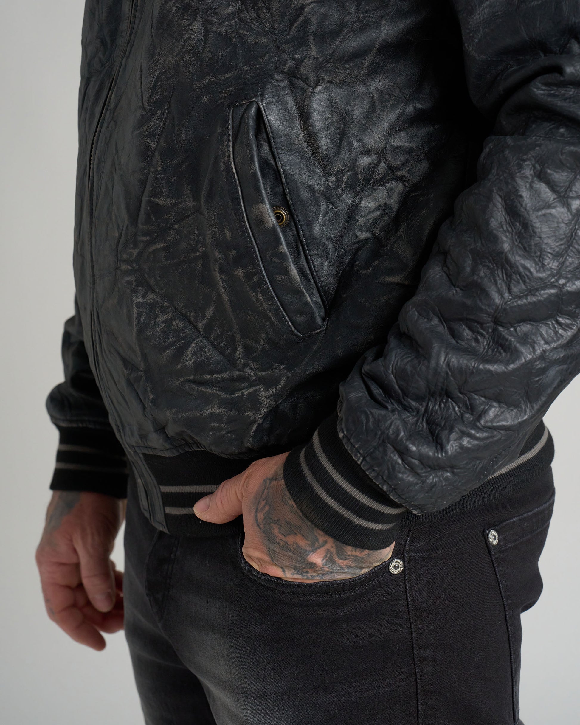 Pánska kožená bunda BIKER II BLACK