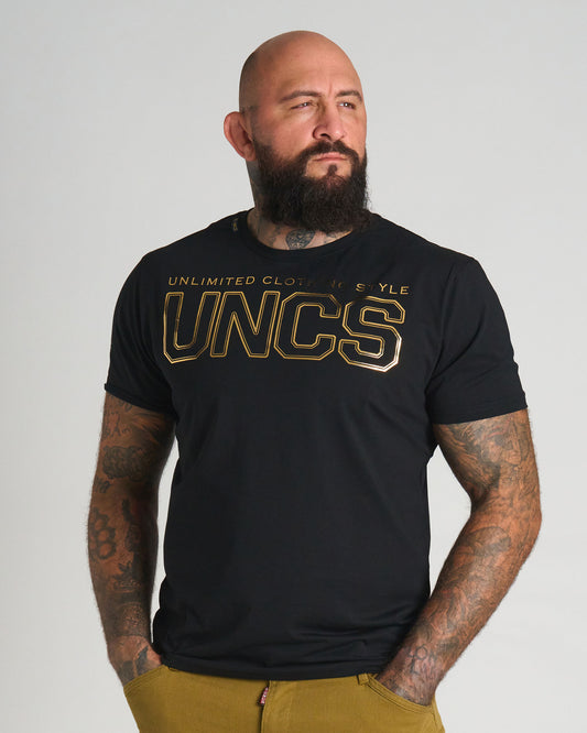 Pánske tričko UNLIMITED V BLACK/GOLD