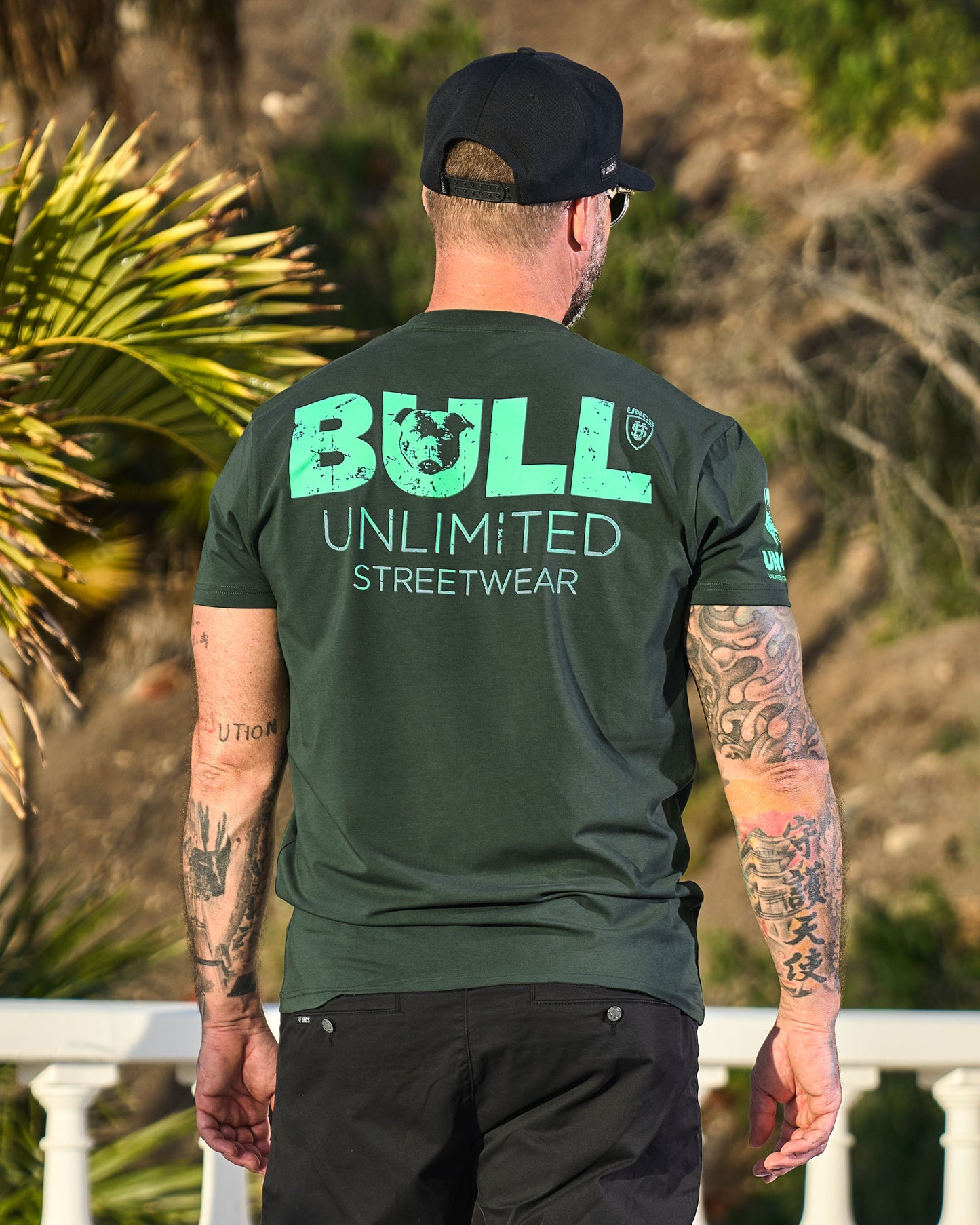 Pánske tričko BULL III KHAKI/GREEN
